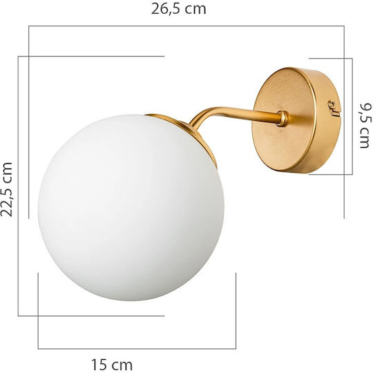 GloboStar Dalph Vintage Lumină de Perete cu Soclu E27 Auriu 18x22.5cm