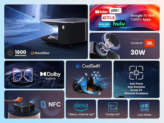 Yaber K3 Projector DLP Full HD Απλής Λάμπας με Wi-Fi και Ενσωματωμένα Ηχεία