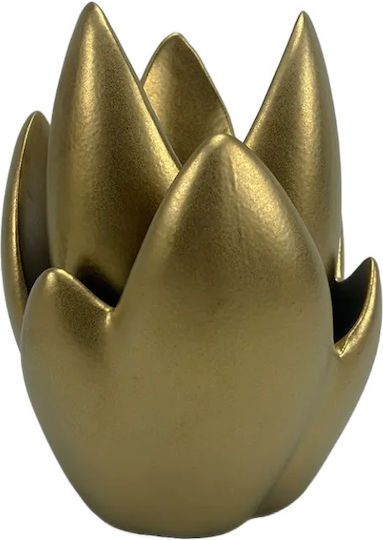 Karvounis Decorative Flower Waterlily made of Ceramic Material Gold 13x13x19.5cm 1pcs