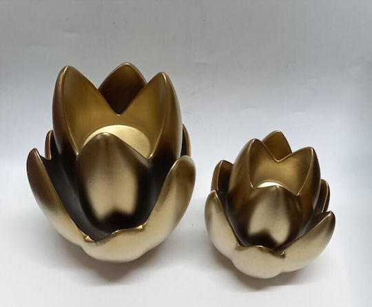 Karvounis Decorative Flower Waterlily made of Ceramic Material Gold 13x13x19.5cm 1pcs