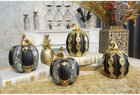 Karvounis Decorative Pumpkin Polyresin Black - Gold - Silver 15x15x18.5cm