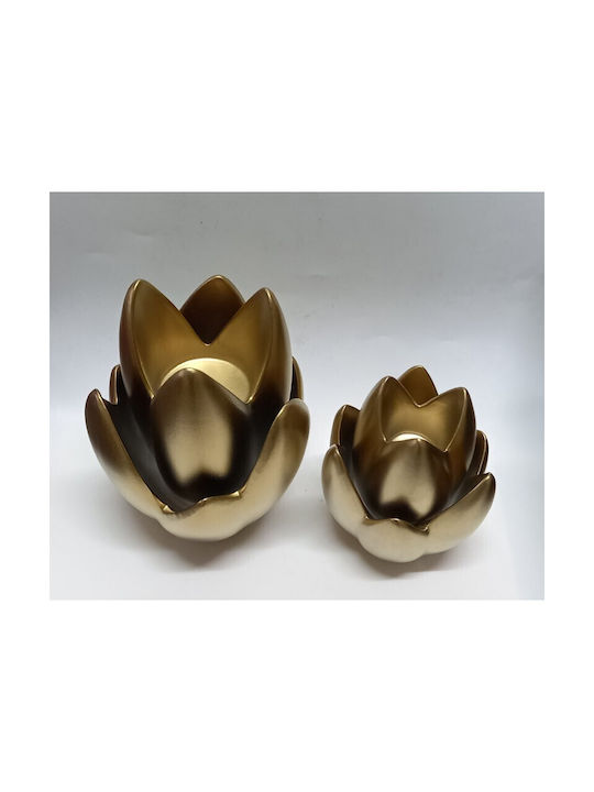 Karvounis Decorative Space Waterlily made of Ceramic Material Gold 11x11x14.5cm 1pcs
