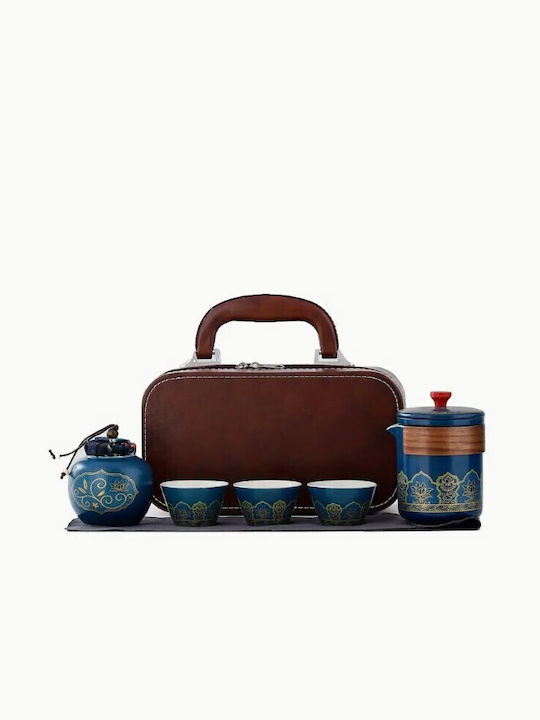 Teeset mit Tasse Keramik Blau 5Stück