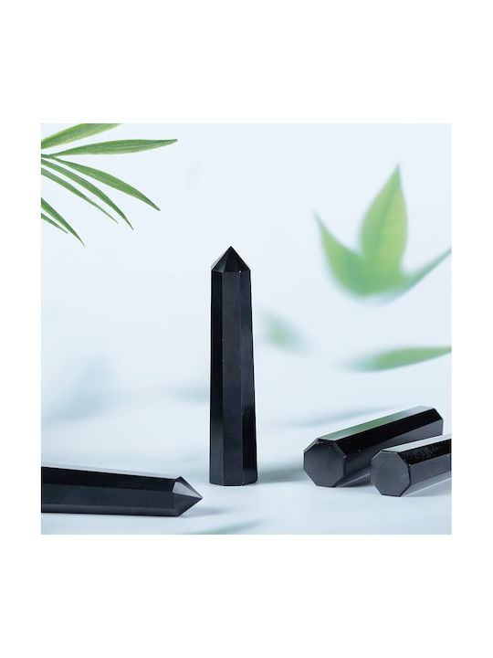 Obelisc Reiki Mineral Natural Turmalină Neagră cu Simboluri Reiki Gravate