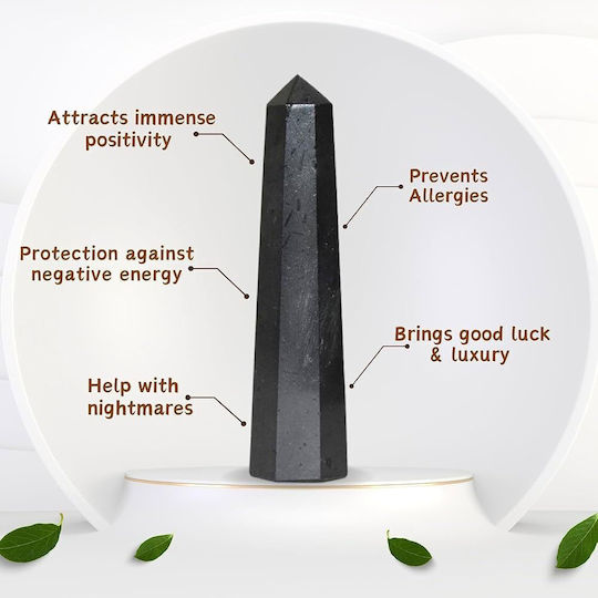 Reiki-Obelisk Natürlicher Mineralien Schwarzer Turmalin Gravierte Reiki-Symbole