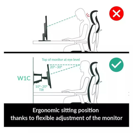 Arctic W1C Wall Mounted Stand Monitor up to 49" with Arm