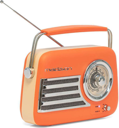 Madison Freesound VR40 Retro Επιτραπέζιο Ραδιόφωνο Επαναφορτιζόμενο με Bluetooth Πορτοκαλί