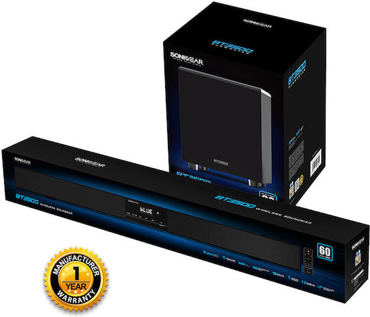 Sonic Gear BT-3500 Soundbar 2.1 Bluetooth και HDMI 30W με Ασύρματο Subwoofer και Τηλεχειριστήριο Μαύρο