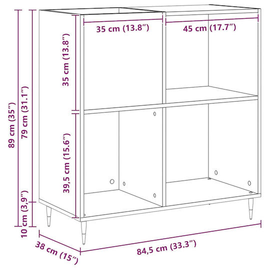 vidaXL Hi-Fi Furniture Brown 38x84.5x89cm