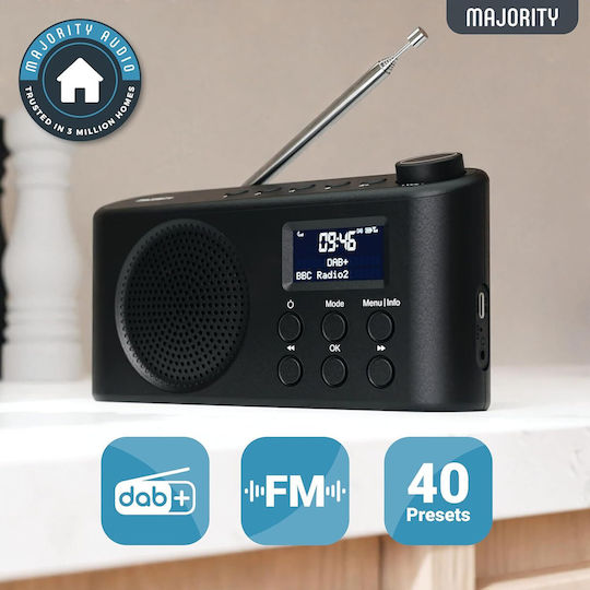 Majority Φορητό Ραδιόφωνο Μπαταρίας DAB+ με Bluetooth και USB Μαύρο