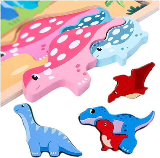 2-in-1 Wooden Educational Puzzle Board Dinosaur Markers 12 Pieces