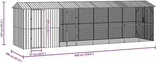 Vidaxl Κλουβί Πουλιών Πρόσθετο Ανθρακί 210x838x247 Εκ Χάλυβας Γκρι