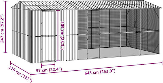 Vidaxl Bird Cage Extension Anthracite 310x640x247 cm Steel Grey
