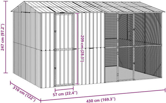 Extensie cușcă pentru păsări Vidaxl antracit 310x442x247 cm oțel gri