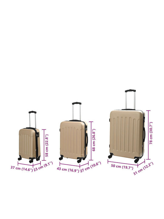 vidaXL Valize De Călătorie Sigure Șampanie Cu 4 Roți Set 3 Buc