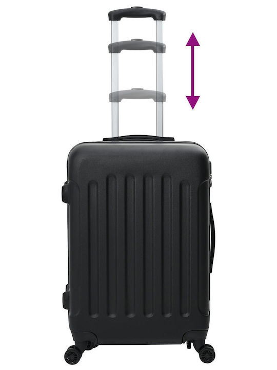 vidaXL Hard Black Suitcases With 4 Wheels Set 3pcs