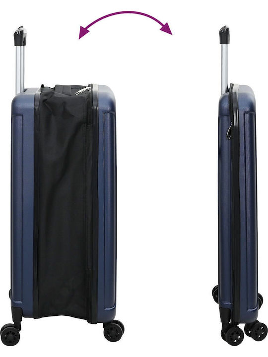 vidaXL Medium Hard Travel Suitcase Dark Blue with 4 Wheels Height 66cm
