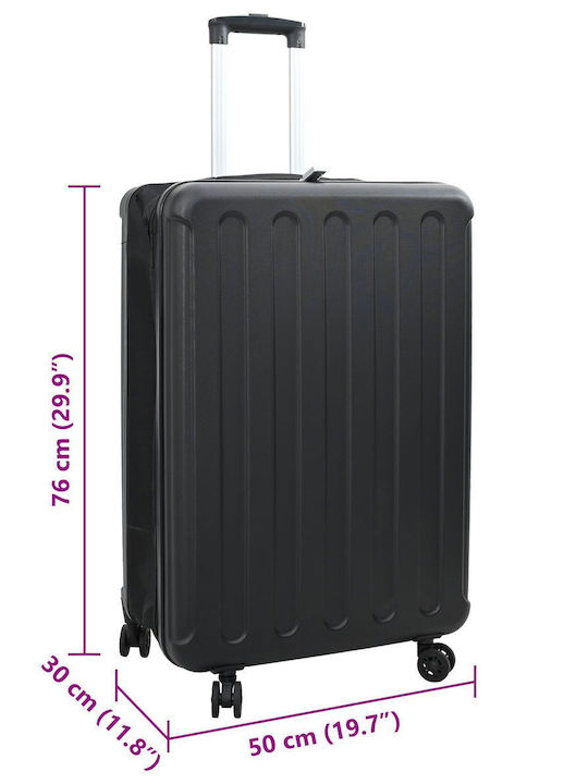 vidaXL Valiză Mare De Călătorie Dură Neagră Cu 4 Roți Înălțime 76 Cm