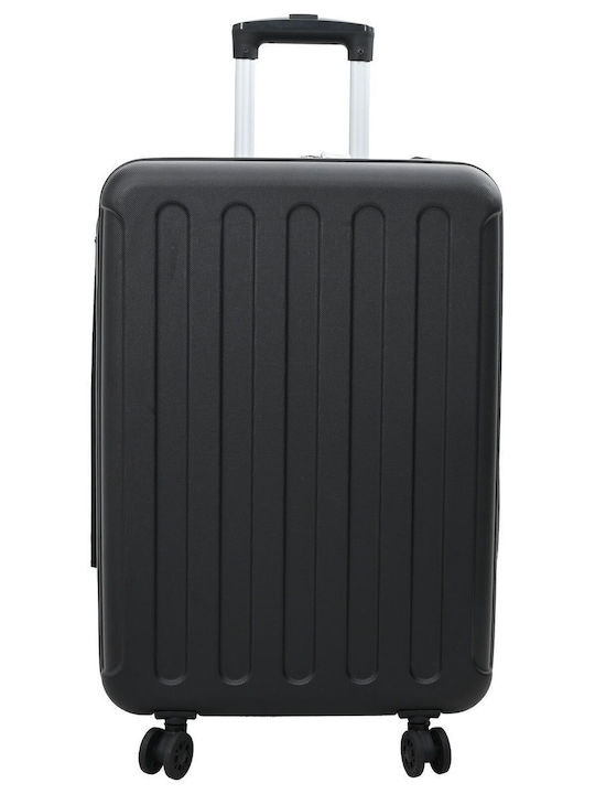 vidaXL Medium Hard Black Suitcase With 4 Wheels Height 66cm