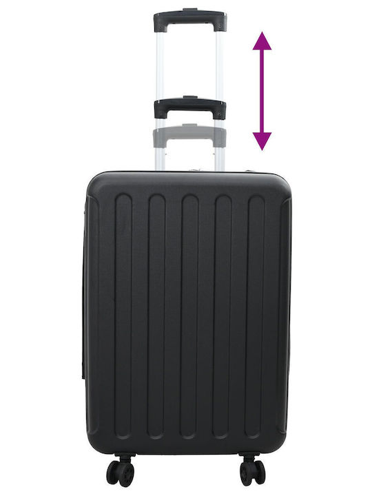 vidaXL Medium Hard Black Suitcase With 4 Wheels Height 66cm