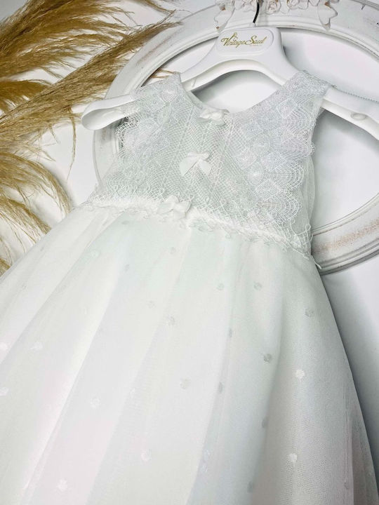 Bambolino Vintage Soul White Baptism Dress Made of Tulle
