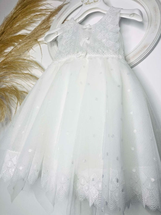 Bambolino Vintage Soul White Baptism Dress Made of Tulle