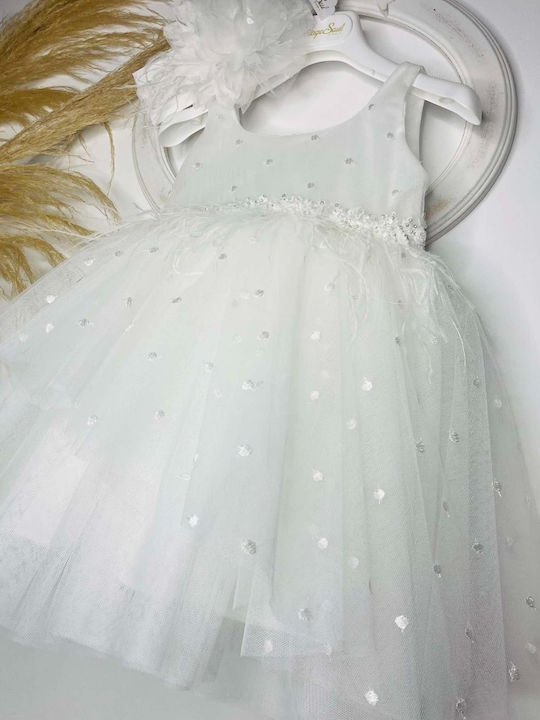 Bambolino Vintage Soul White Baptism Dress Made of Tulle