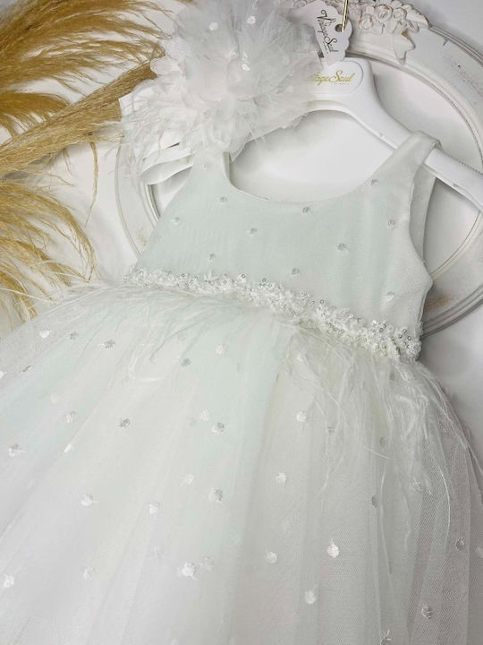 Bambolino Vintage Soul White Baptism Dress Made of Tulle