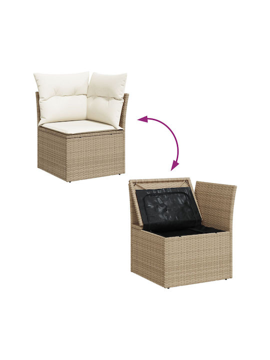 Corner Sofa Outdoor Rattan with Pillows 55x62x69cm