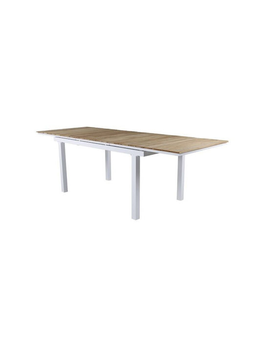 Dallas 2844 Table Dining Room Metallic Brown, White, Teak Wood 90x76cm