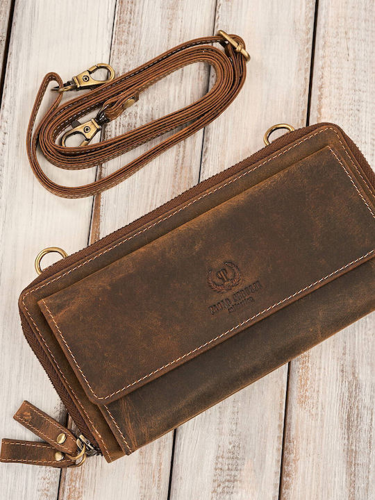 Large Leather Women's Wallet Classic Brown