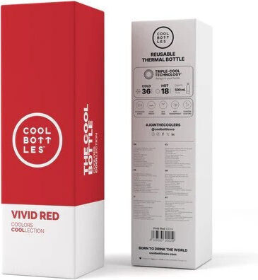 Cool Bottles Детска Бутилка За Вода Термос Неръждаема Стомана Vivid Червен 500ml