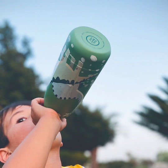 Cool Bottles Kids Water Bottle Thermos Dinosaur Stainless Steel with Pop-Up Cap Dinos Planet 260ml (Various Designs/Colours)