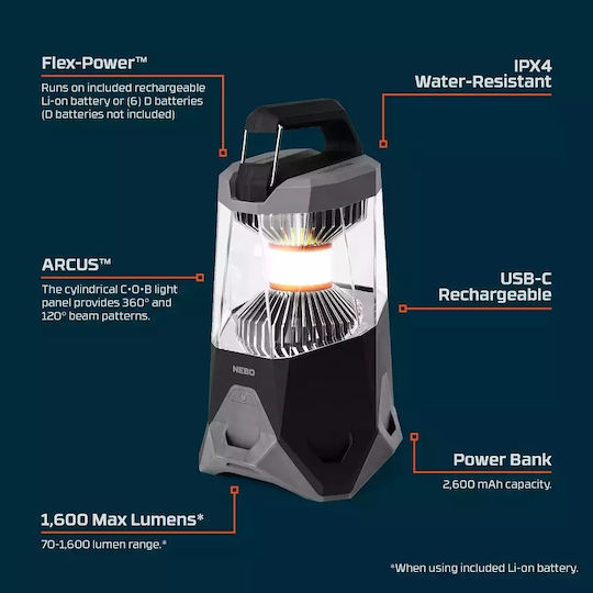 Επαναφορτιζόμενο Φανάρι Galileo 1600l Nebo