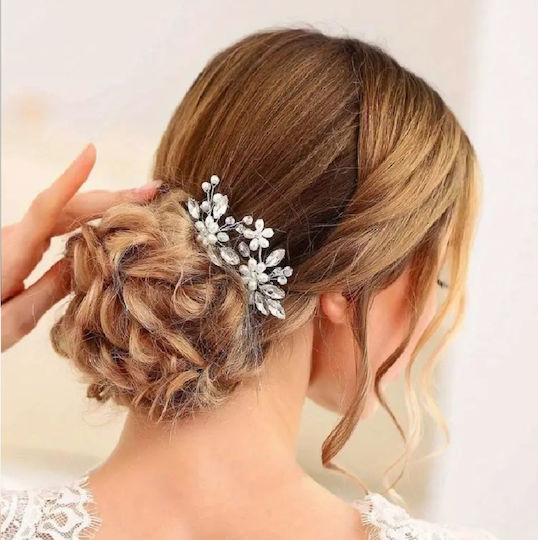 Σετ Νυφική Φουρκέτα 2 Τμχ Κρύσταλλα Flowers Rose Gold