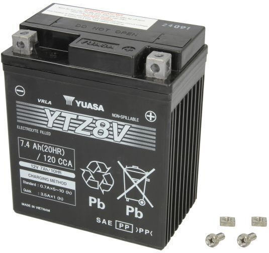 Yuasa Closed Type Motorcycle Battery 120A with Capacity 7.4Ah and 130Wh