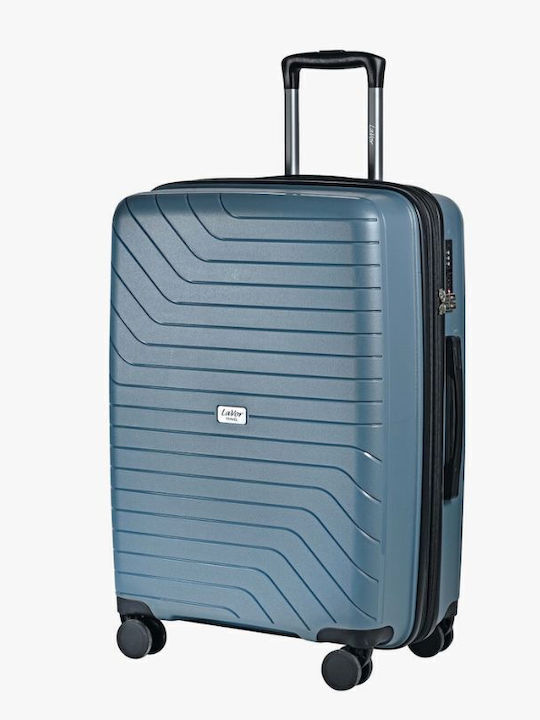 Lavor Large Hard Gray Travel Suitcase with 4 Wheels Height 75cm