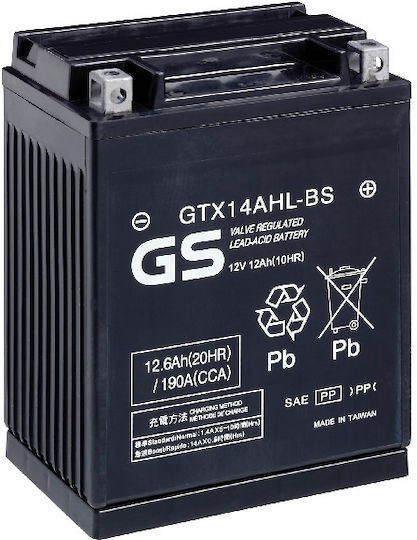 GS Μπαταρία Μοτοσυκλέτας YTX14AHL-BS με Χωρητικότητα 12Ah
