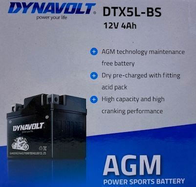 Dynavolt Inchis Baterie Motocicleta DTX5L-BS cu Capacitatea 4Ah