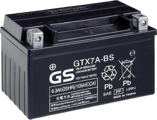 GS ACID-AGM Baterie Motocicleta YTX7A-BS cu Capacitatea 6.8Ah
