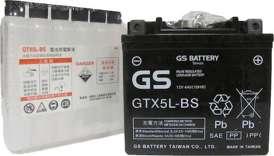 GS Motorcycle Battery YTX5L-BS with Capacity 4Ah