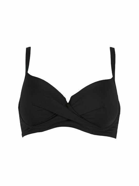 Padded Underwire Bikini Bra with Adjustable Straps Black