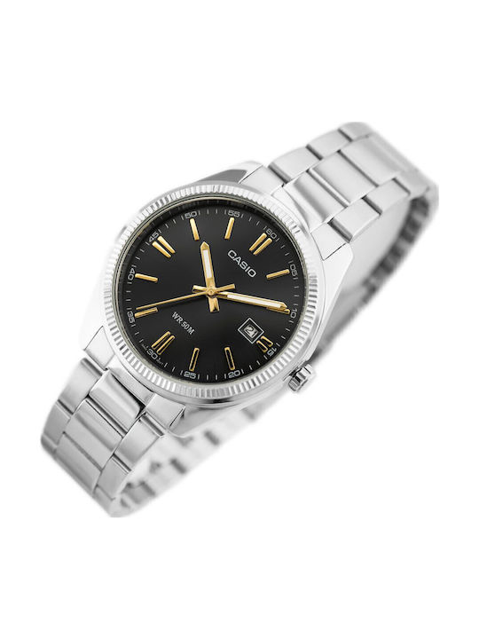 Casio Ανδρικό Ρολόι 38.5mm Μπαταρίας με Ασημί / Ασημί Μεταλλικό Μπρασελέ