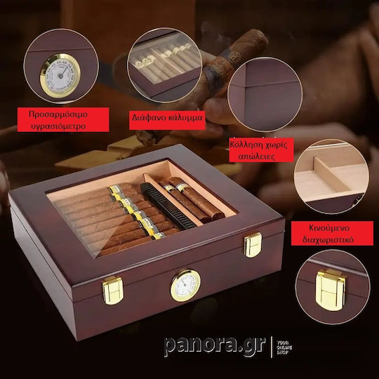 Panora Витрина Увлажнител на цигари 30 с Хигрометър
