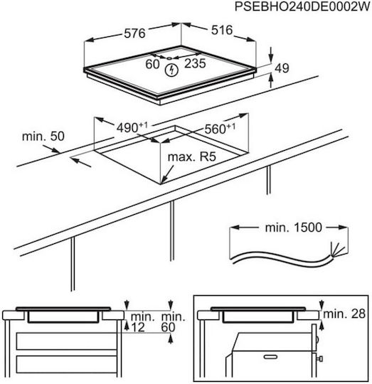 AEG 5000 Induction Cooktop Autonomous 57.6x51.6εκ.