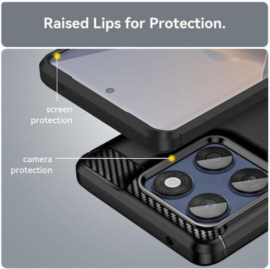 Techsuit Carbon Back Cover Silicone Black (Motorola Edge 60 Fusion)