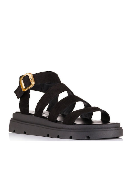 Women's Flat Sandals in Black Color