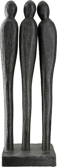 Skulptur "3 Personen" Gruppe Mangoholz Schwarz Pu 14x6,5x36cm