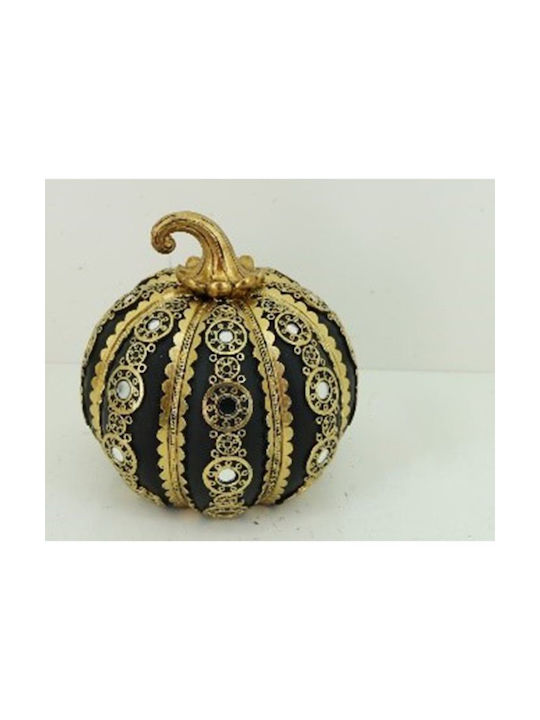 Karvounis Decorative Pumpkin made of Plastic Black - Gold 13.5x13.5x14cm 1pcs