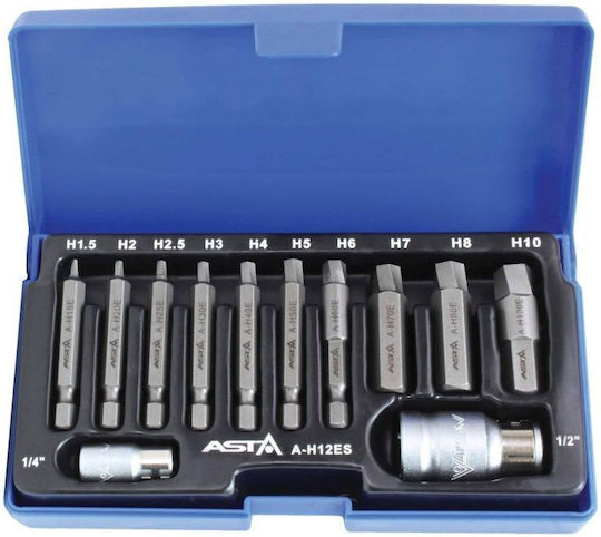 Satra Καρυδάκια Torx με Καρέ Υποδοχής 1/4", 1/2", HEX Σετ 12τμχ